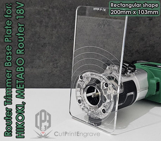 Rectangular Router Trimmer Base Plate For HIKOKI, Metabo 18V Router - 200x103mm