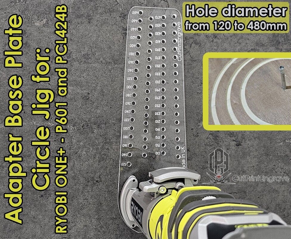 Large Circle Jig 4 RYOBI ONE+ 18V P601 PCL4424 Cordless Plunge Router Base Plate