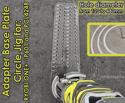 Large Circle Jig 4 RYOBI ONE+ 18V P601 PCL4424 Cordless Plunge Router Base Plate