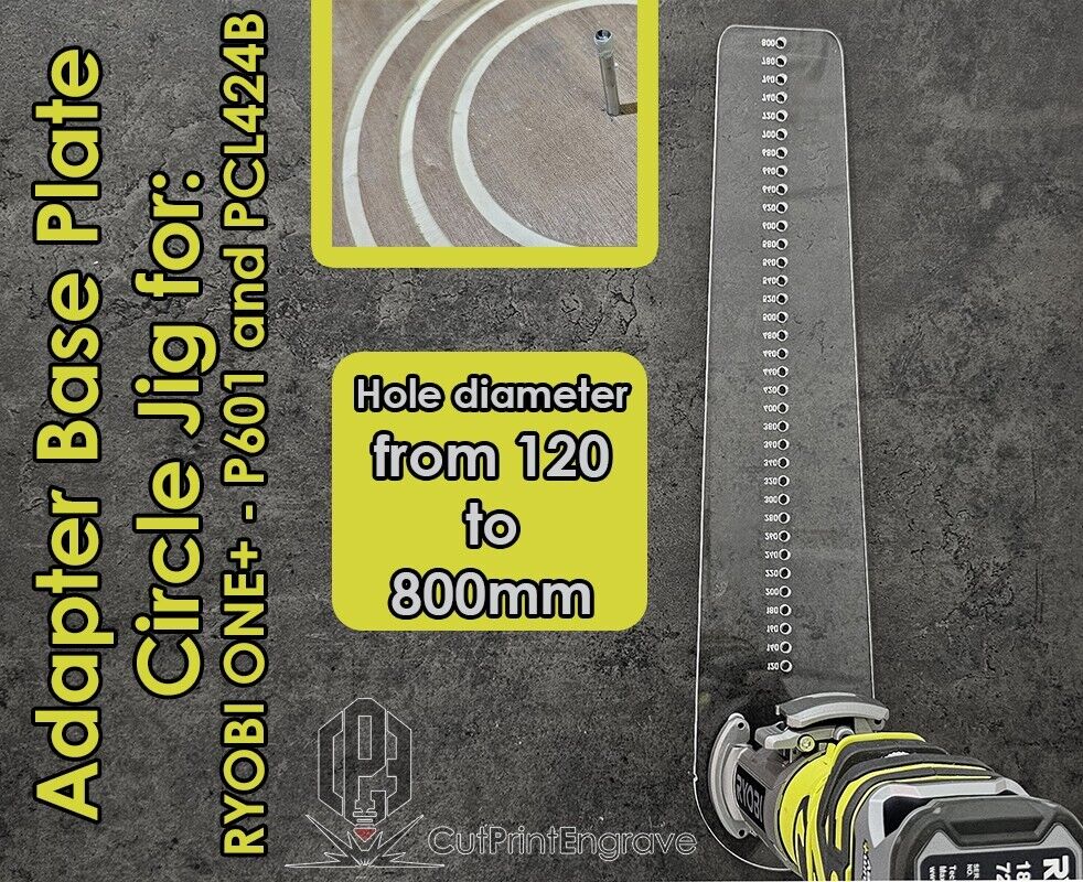 XLarge Circle Jig 4 RYOBI ONE+18V P601 PCL4424 Cordless Plunge Router Base Plate