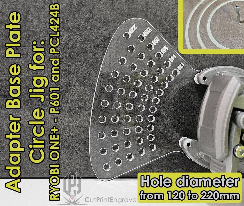 Small Circle Jig 4 RYOBI ONE+ 18V P601 PCL4424 Cordless Plunge Router Base Plate