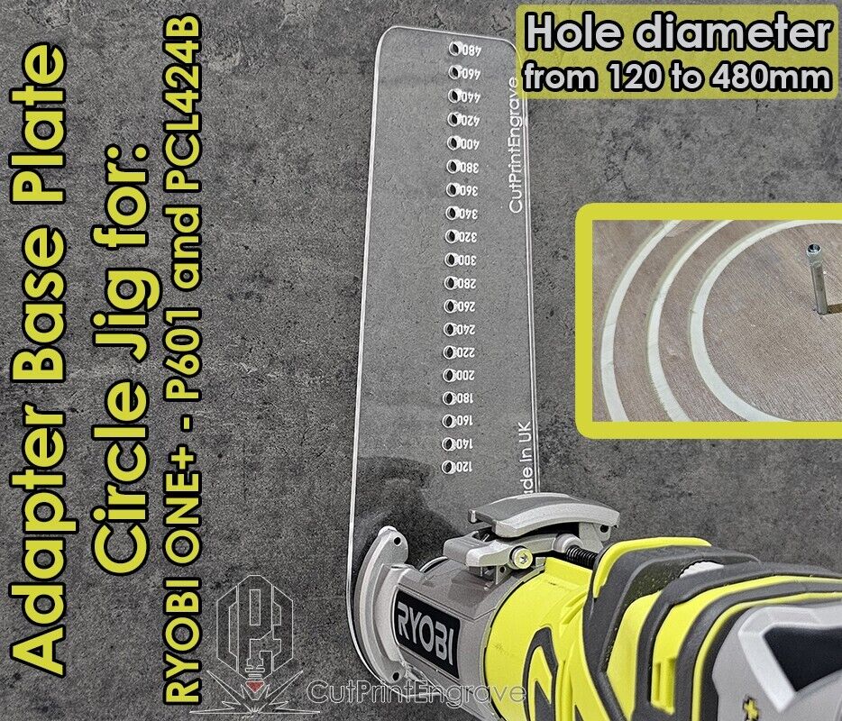 Large Circle Jig 4 RYOBI ONE+ 18V P601 PCL4424 Cordless Plunge Router Base Plate
