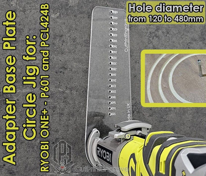 Large Circle Jig 4 RYOBI ONE+ 18V P601 PCL4424 Cordless Plunge Router Base Plate